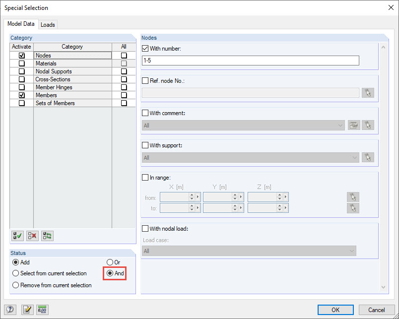Dialog Box "Special Selection"