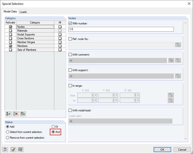 Dialog Box "Special Selection"