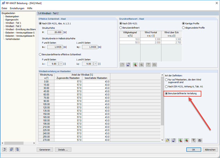 Wind Load - User-Defined Distribution