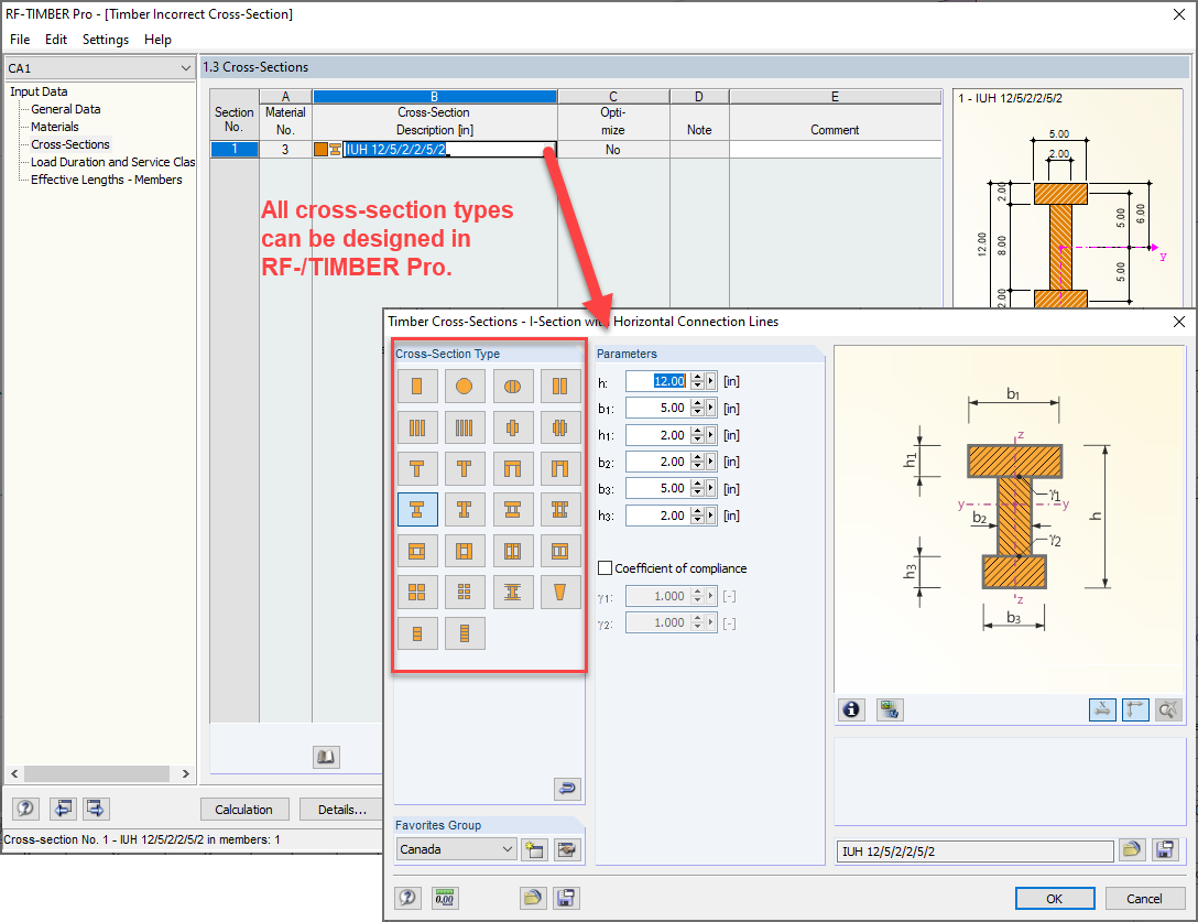 Cross-Section Design Options in RF-/TIMBER Pro