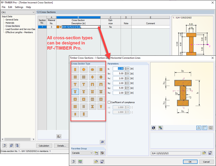 Cross-Section Design Options in RF-/TIMBER Pro
