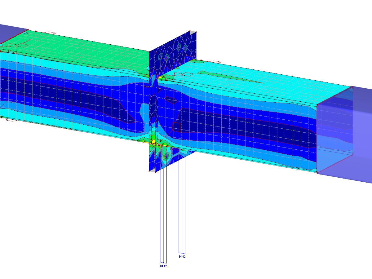 Rigid Bolted Connection with Member and Surface Elements and Contact Solids