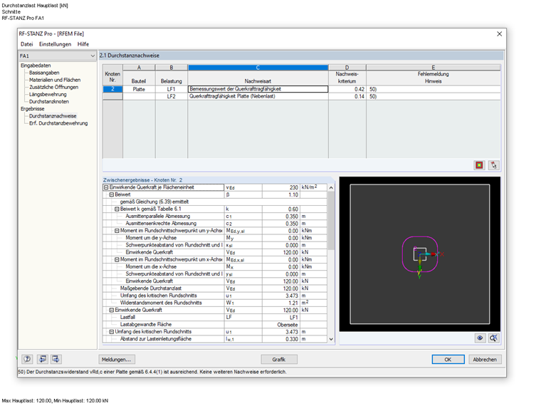Result Window 2.1 with Design for Primary and Secondary Loads