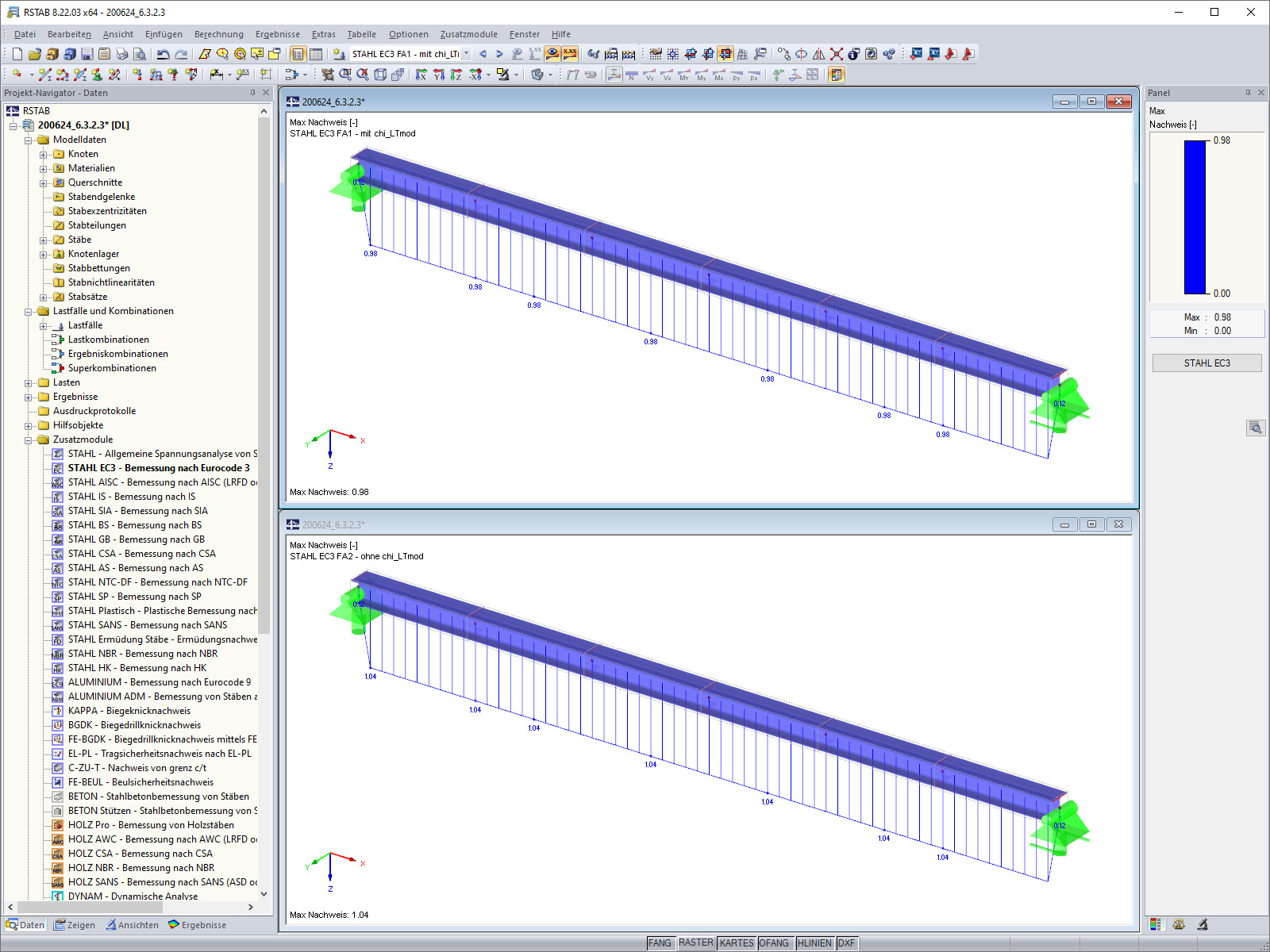 Comparison of Design Checks with and Without Modified Reduction Factor