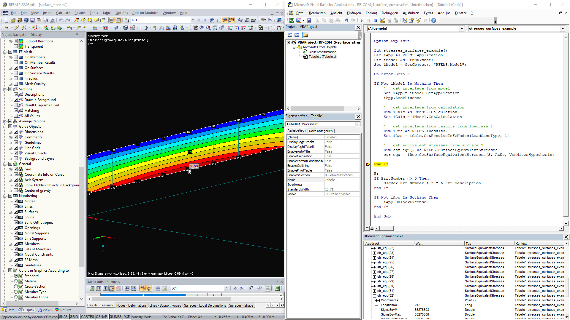 Extracting von Mises Stress from FE Mesh Point 242