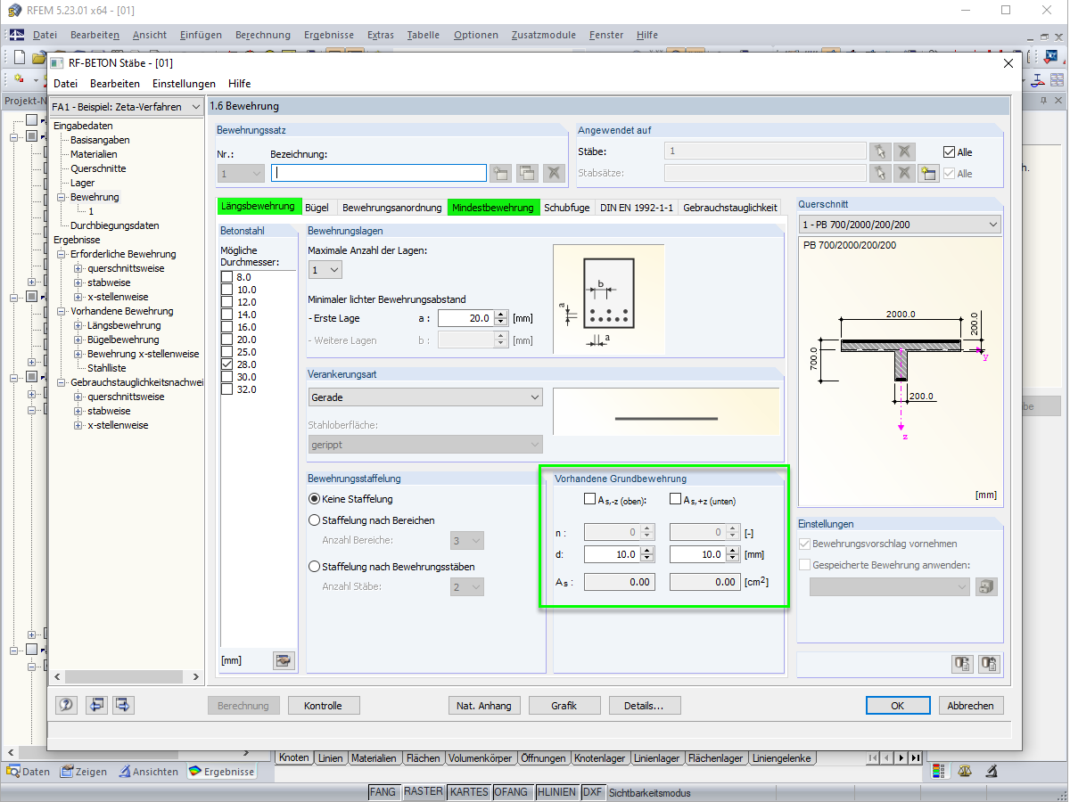 Specifying Basic or Minimum Reinforcement