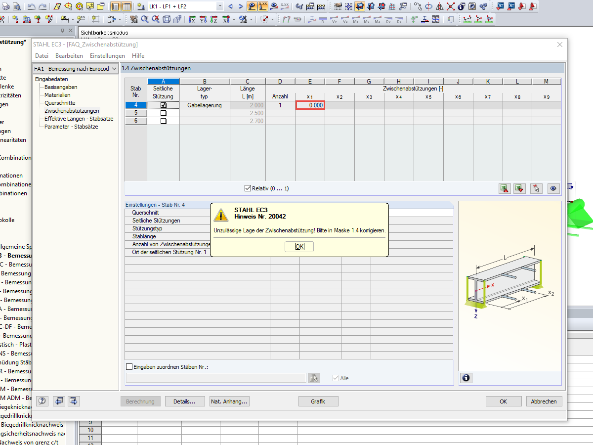 Incorrect Location of Intermediate Lateral Restraint for Equivalent Member Method