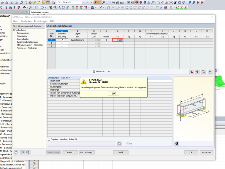 Incorrect Location of Intermediate Lateral Restraint for Equivalent Member Method