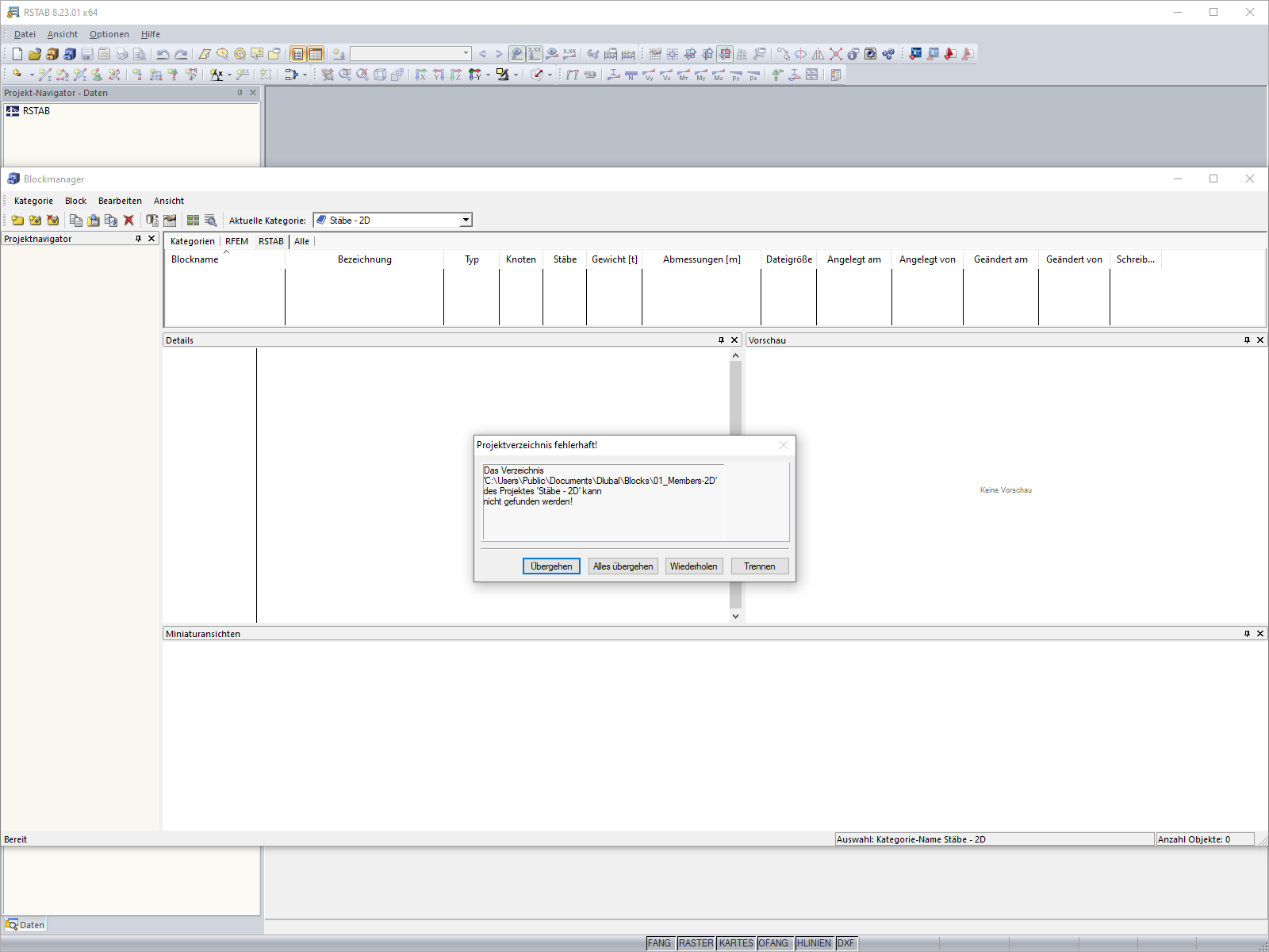 Message "Project folder is not valid!"