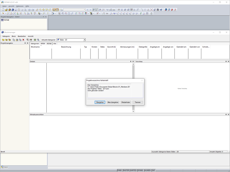 Message "Project folder is not valid!"