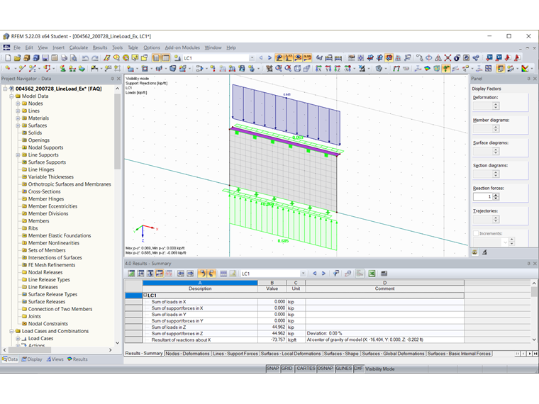 Loading as Line Load Using Rigid Surface
