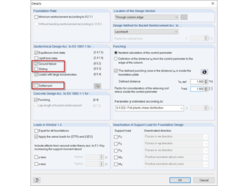 Options for Design Checks to be Performed (Sliding, Ground Failure, Settlement)