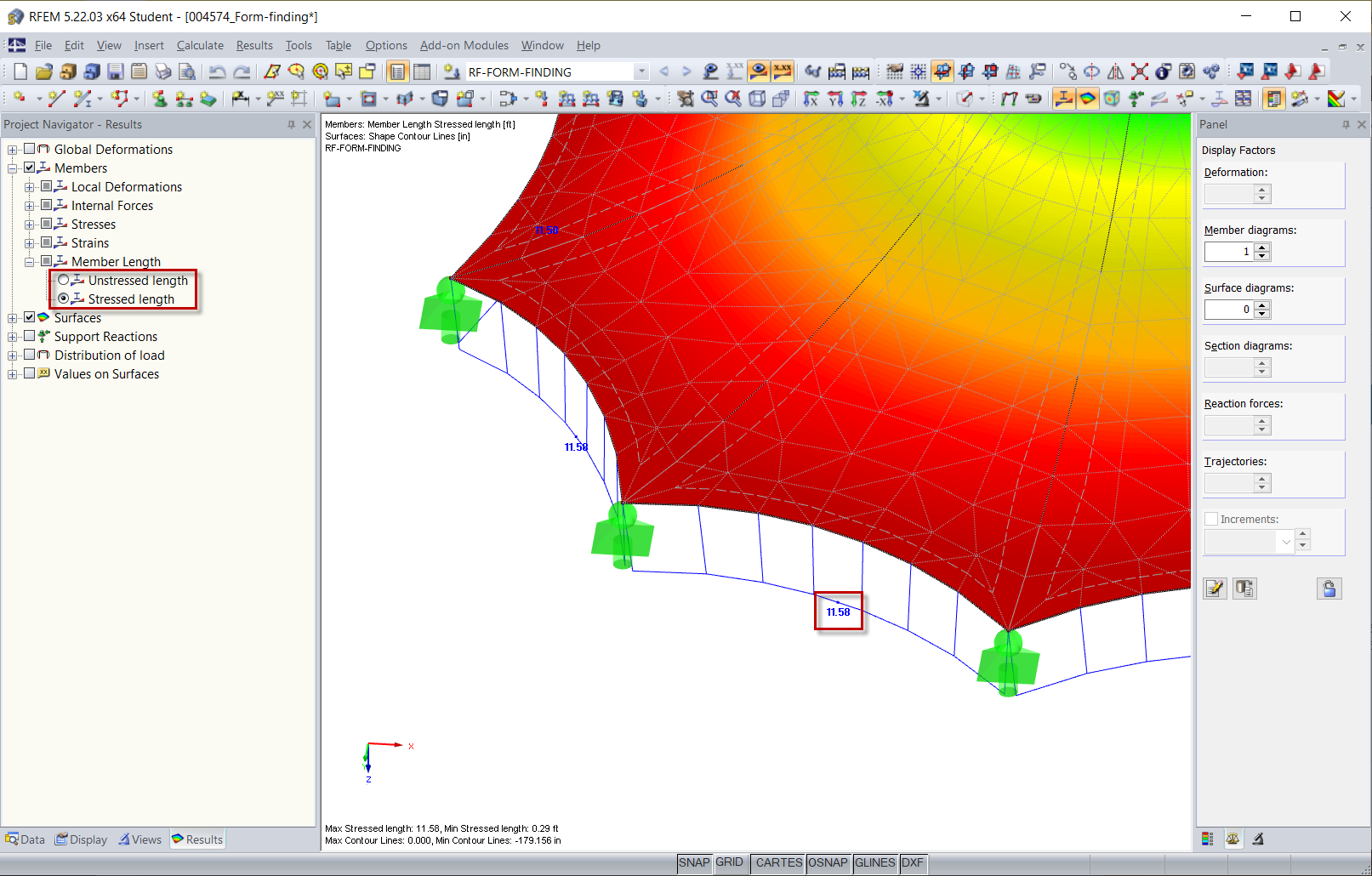 Resulting Member Length After Form-Finding
