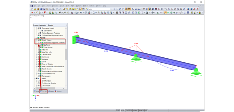 Result Values via Display Navigator