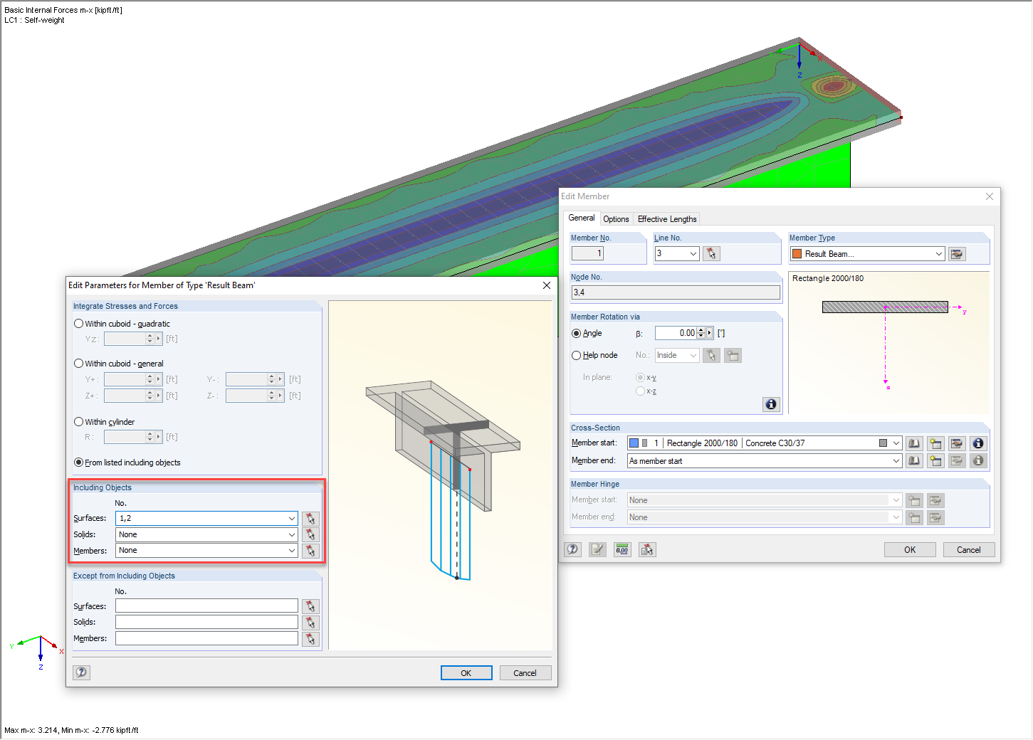 Setting of Included Objects in Result Beam