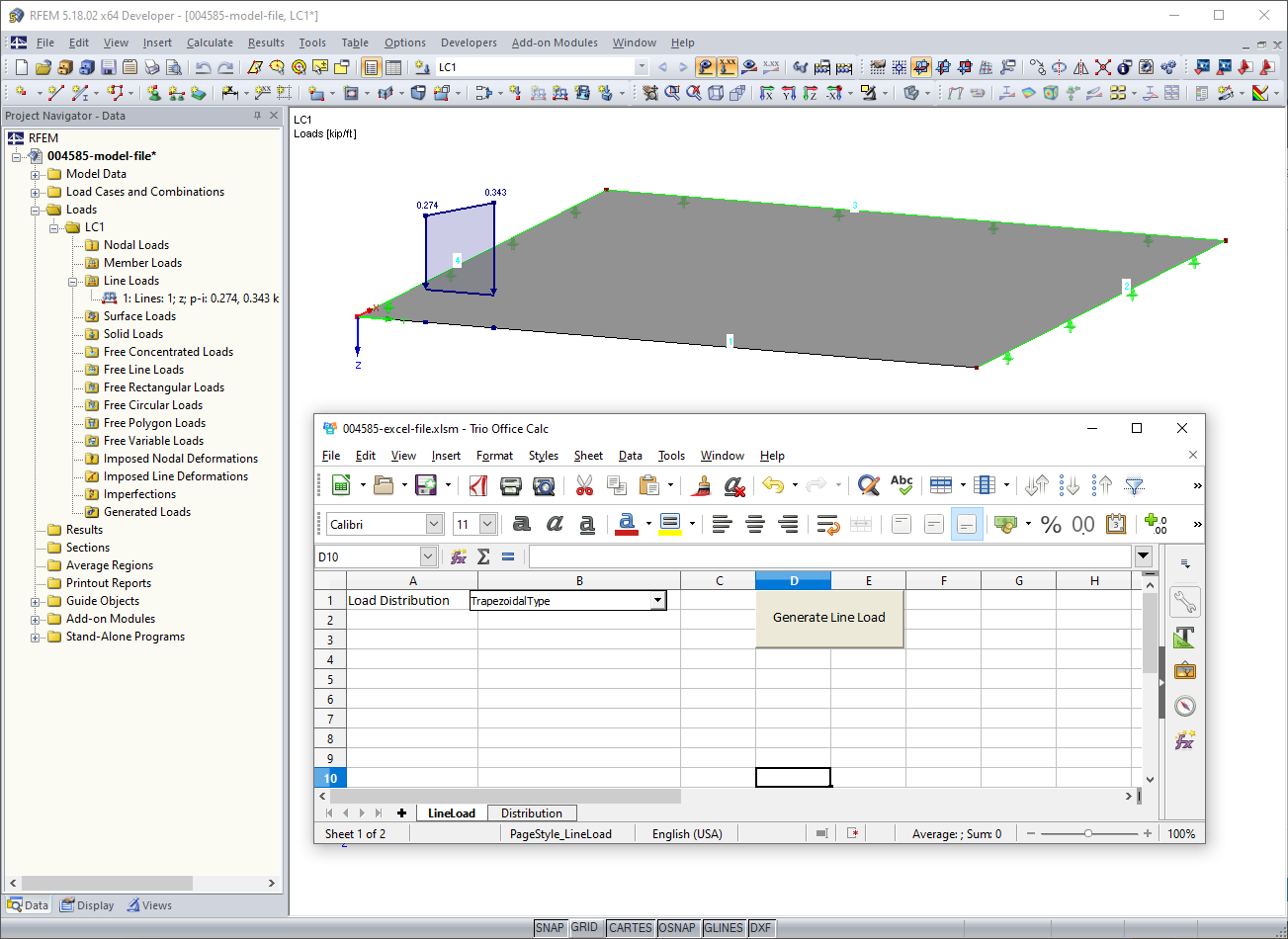 Trapezoidal Line Load Generated Using Macro
