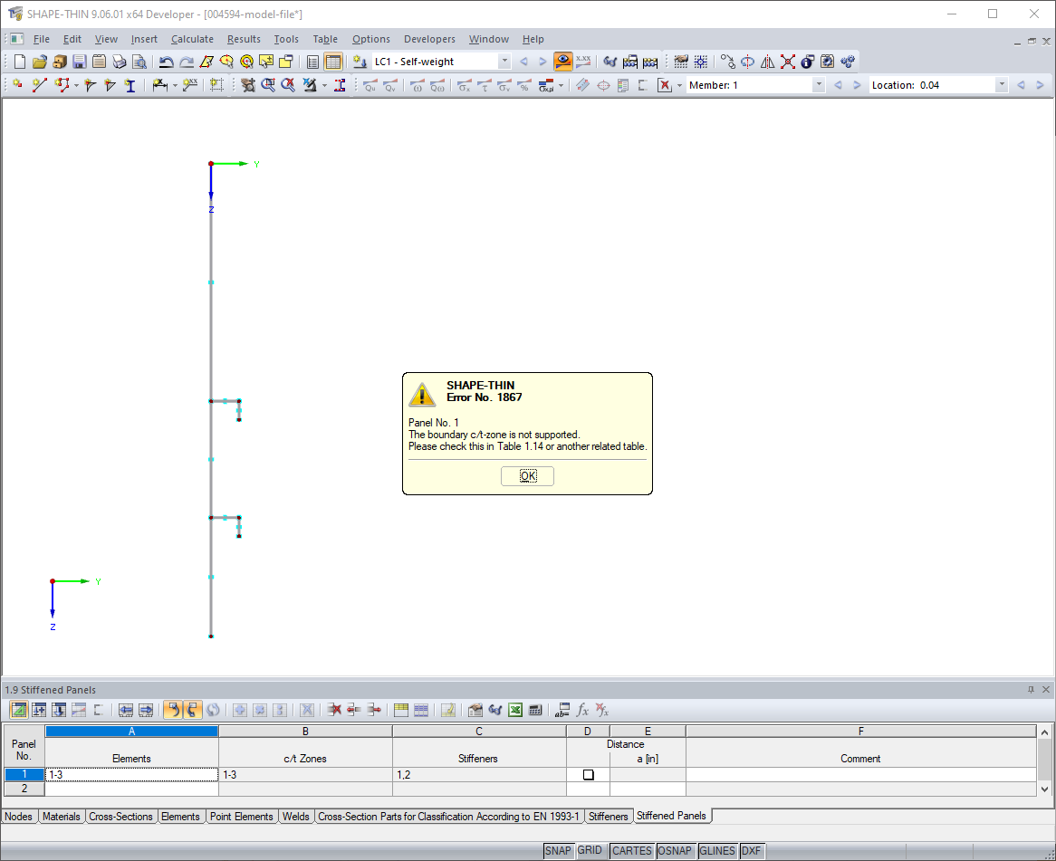 Error Message "The boundary c/t-zone is not supported."