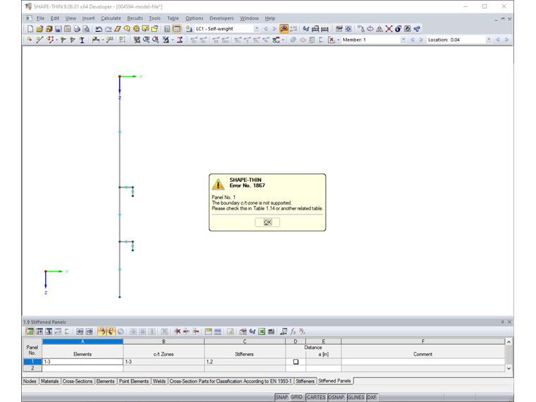 Error Message "The boundary c/t-zone is not supported."