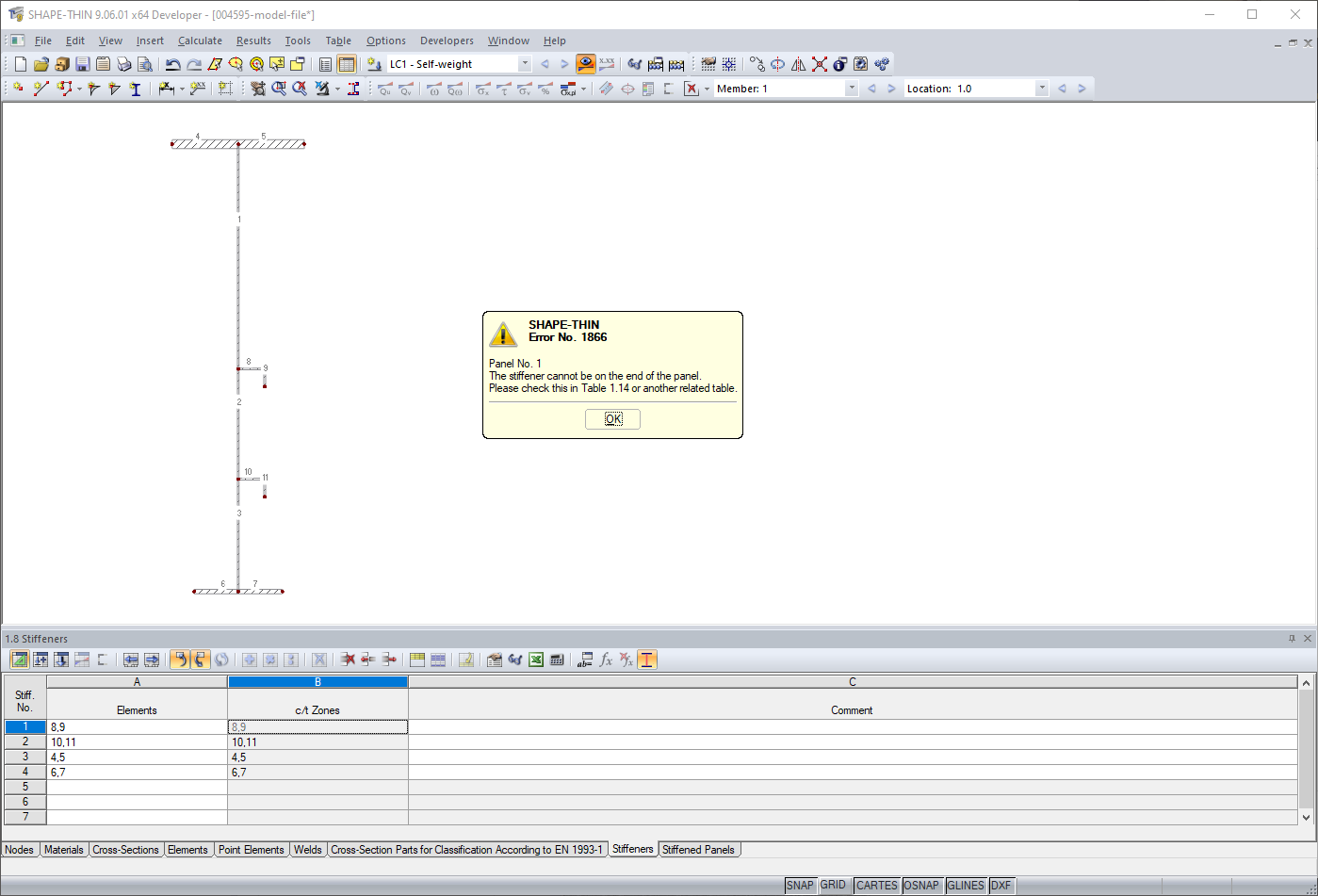 Error Message "The stiffener cannot be on the end of the panel."