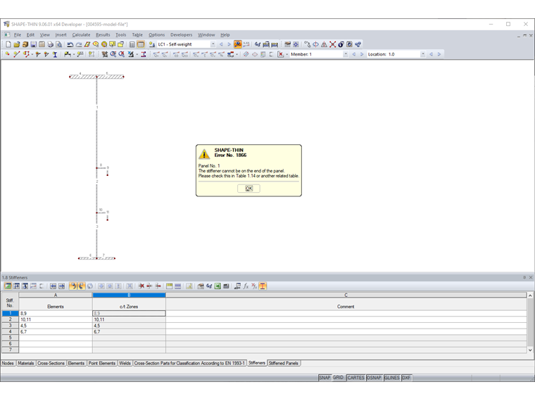 Error Message "The stiffener cannot be on the end of the panel."