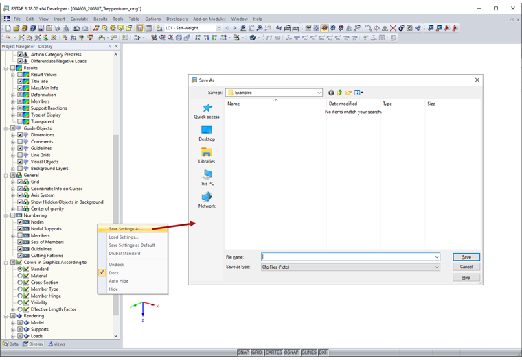 Saving Settings of Display Navigator