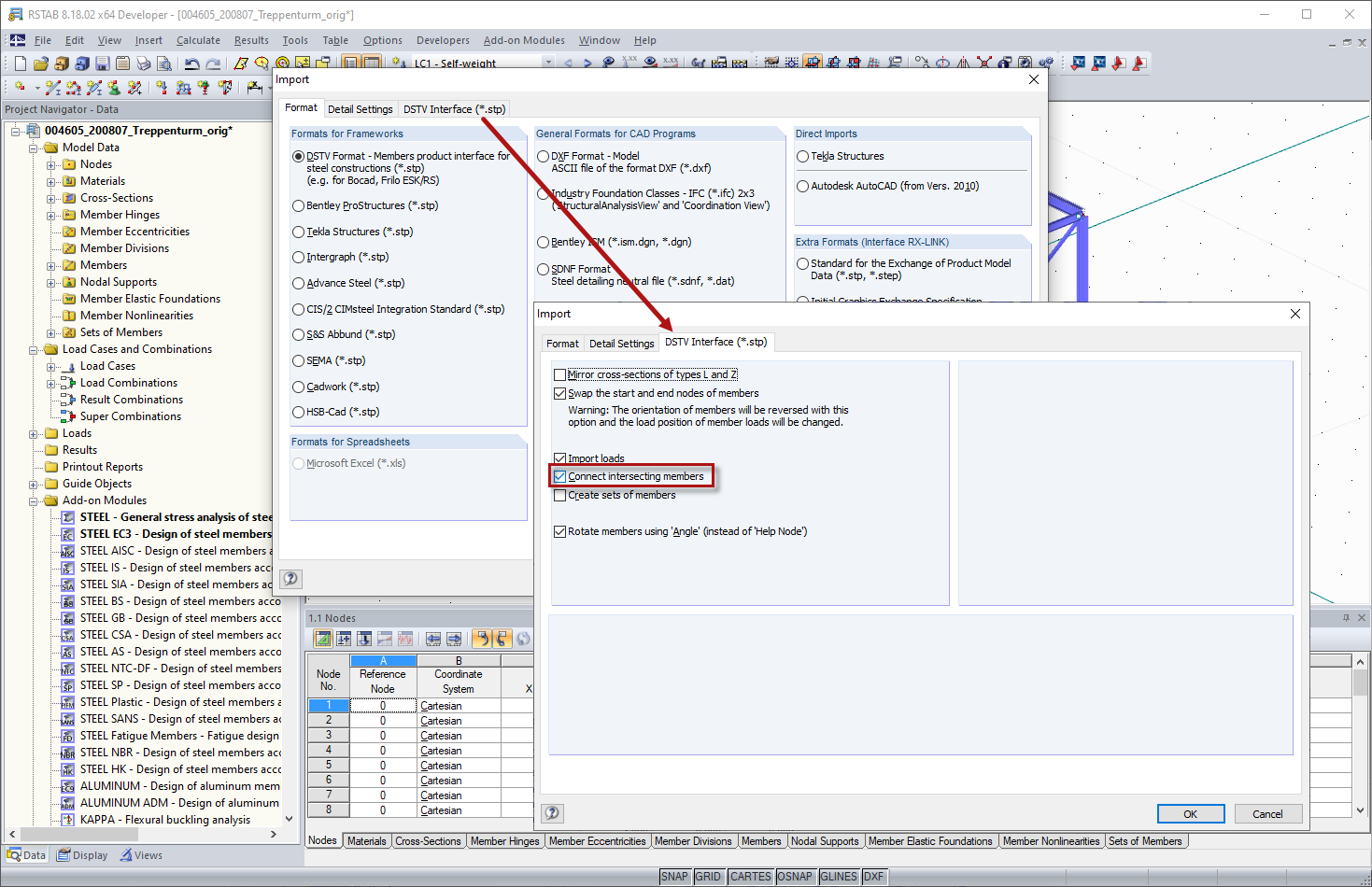 STP Import - Settings