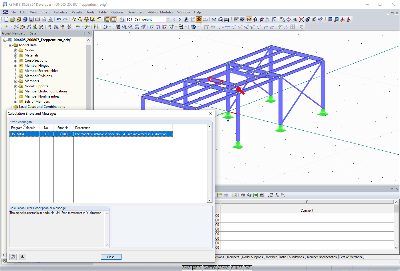 Error - Crossing, Connected Tension Members