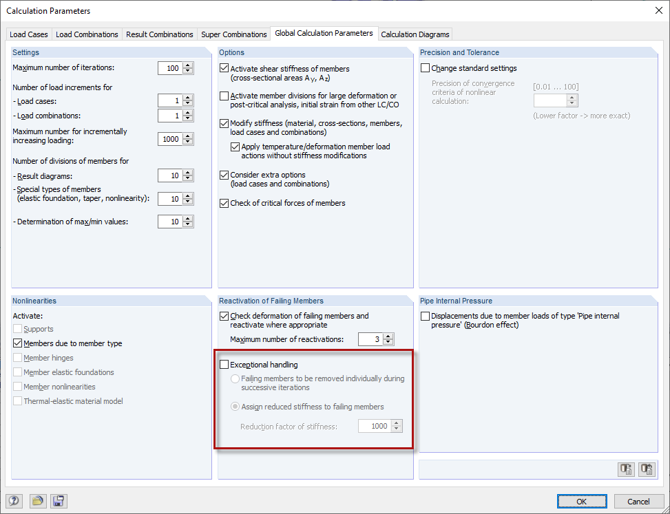 Error - Missing Settings in Calculation Parameters