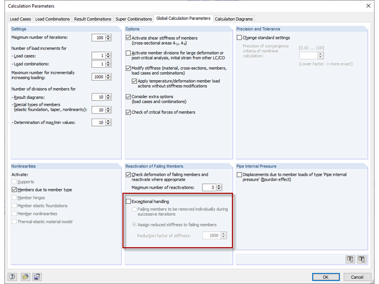 Error - Missing Settings in Calculation Parameters