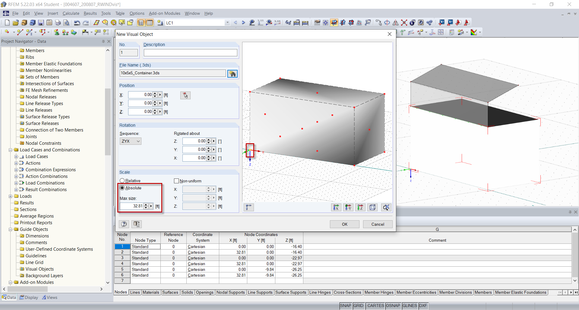 Inserting Visual Object - Settings