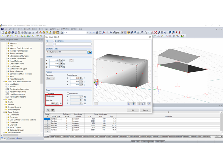 Inserting Visual Object - Settings