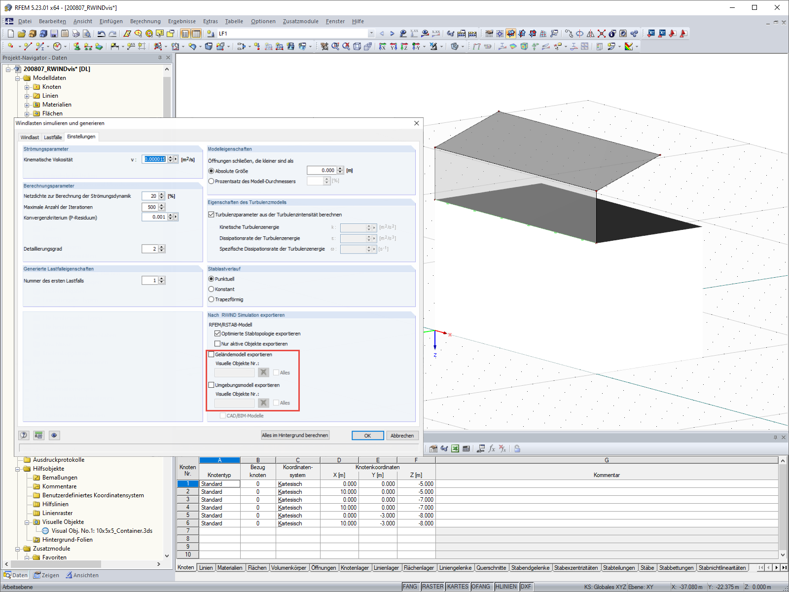 Simulate and Generate Wind Loads - Settings