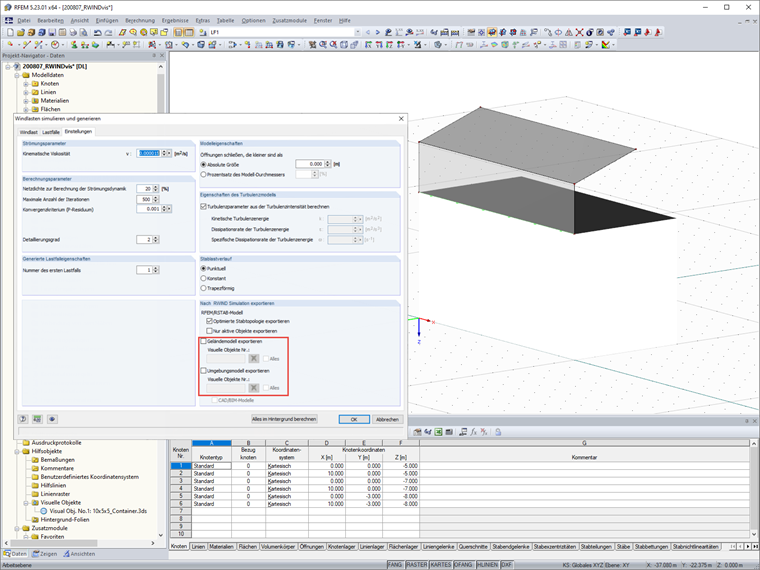 Simulate and Generate Wind Loads - Settings
