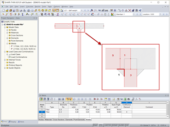 Elements 1, 3, and 5 Connected to Weld 1 (Marked in Red)