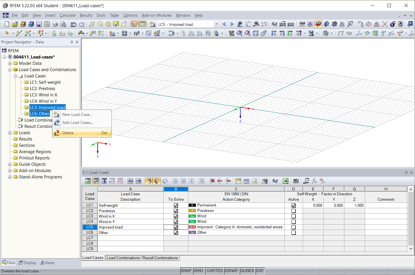 Deleting Load Cases in Navigator