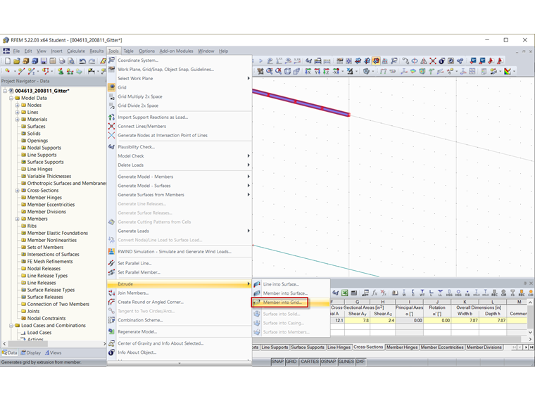Functions for Extruding Lines and Members