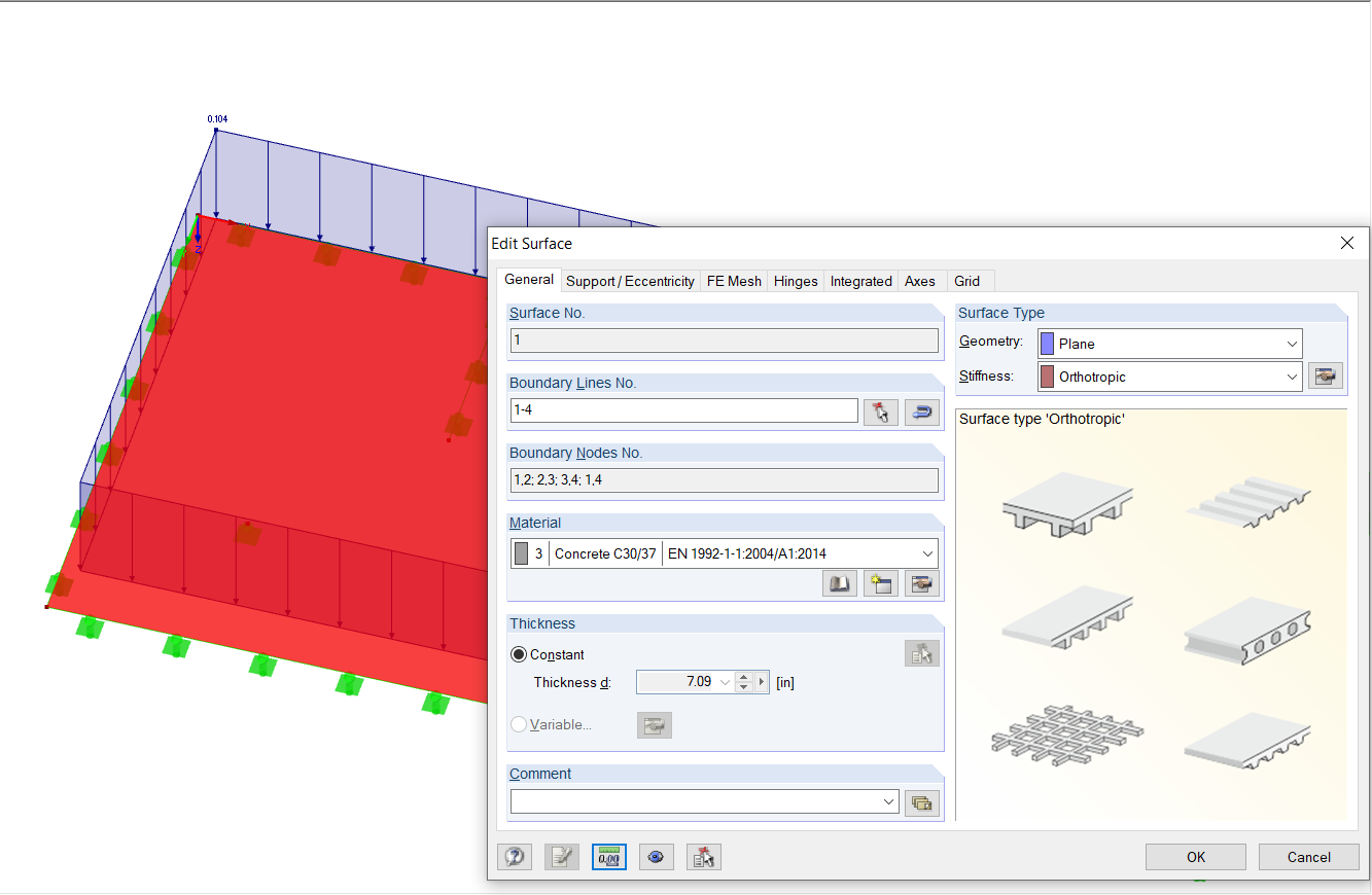 Surface with "Orthotropy" Stiffness Type