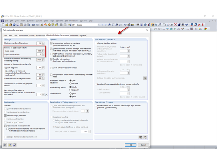 Calculation Parameters