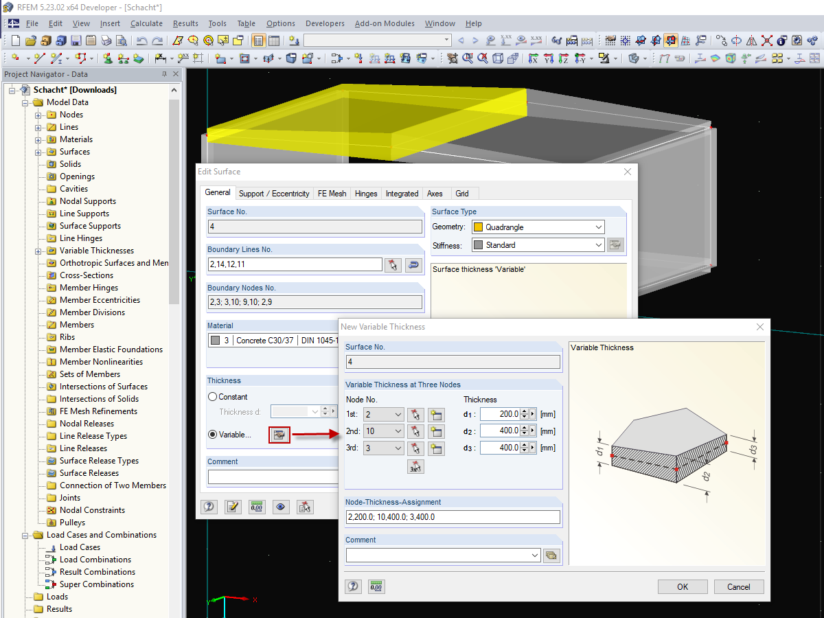 Defining New Variable Thickness