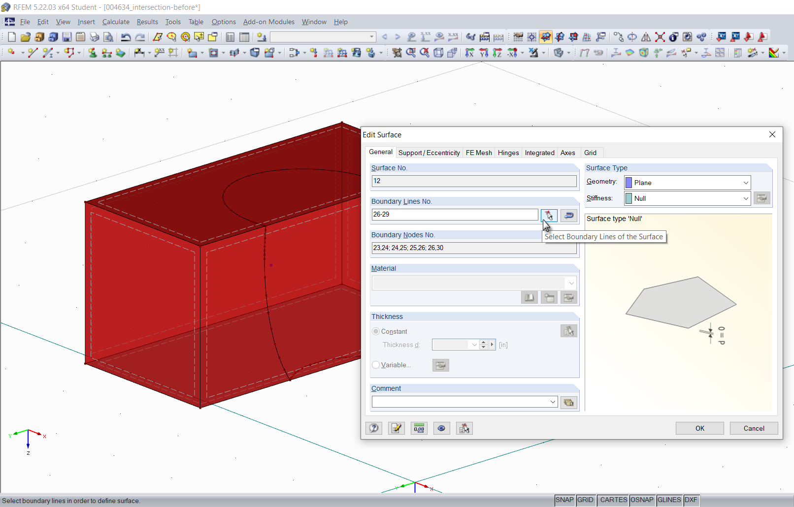 Modifying Boundary Lines of Top Surface