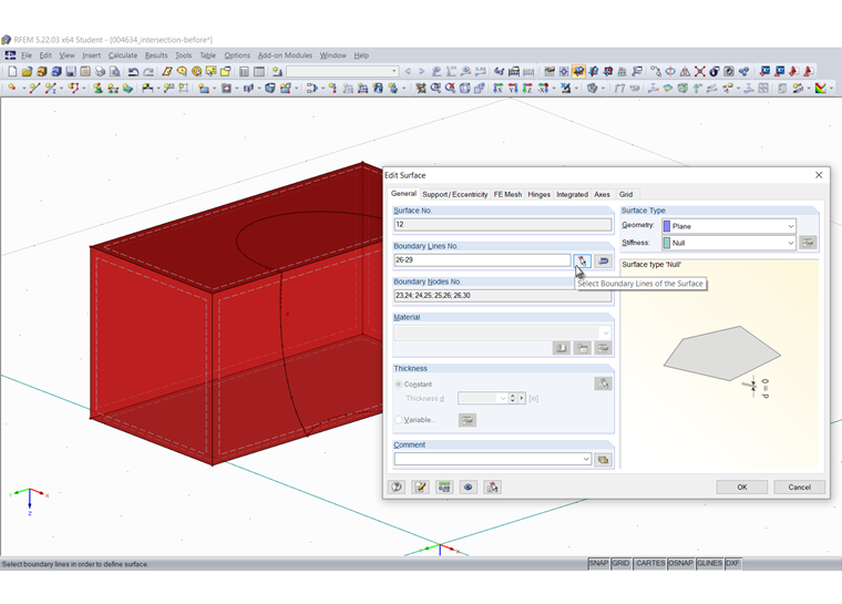 Modifying Boundary Lines of Top Surface