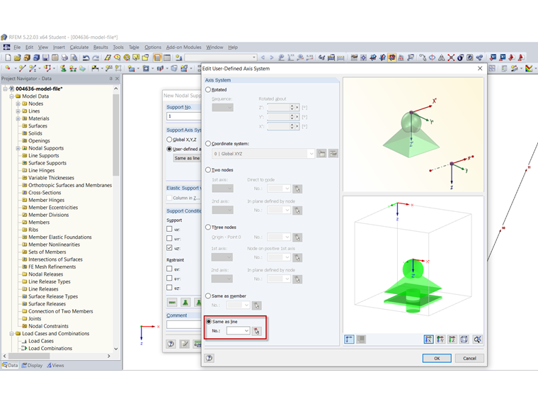 Editing User-Defined Axis System - Same as Line