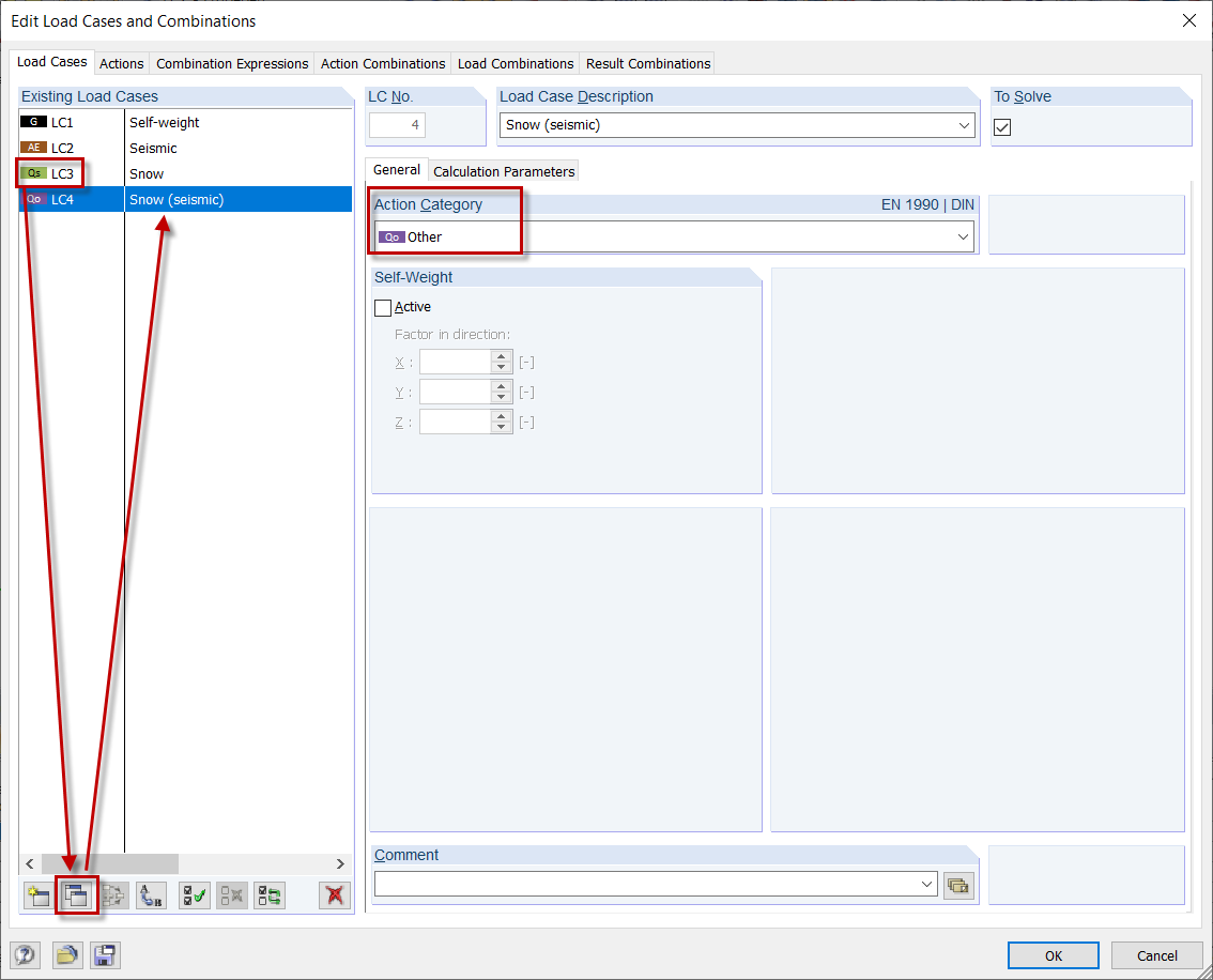 Copying Load Case and Assigning Action Category