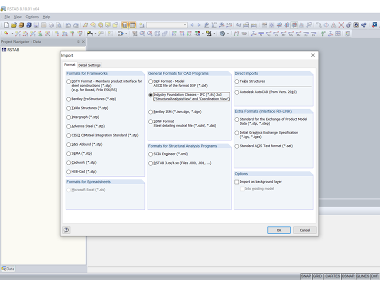 RSTAB Import Formats