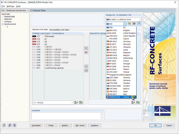 Window 1.1 in RF-CONCRETE Surfaces with Selection of National Annex "ÖNORM"