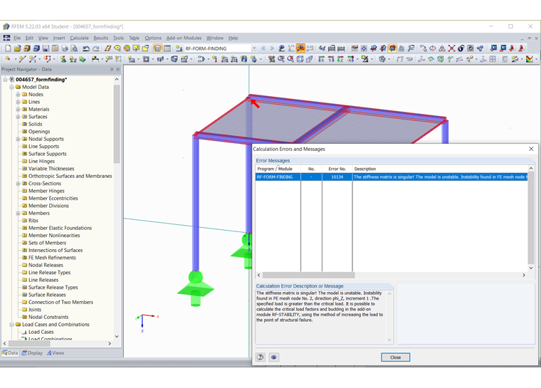 Error "Stiffness matrix is singular!"
