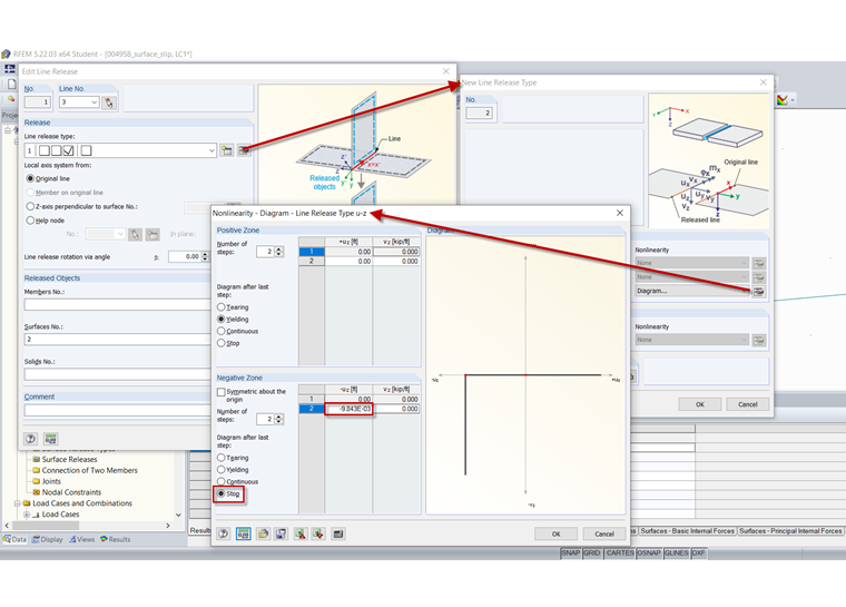 Line Release with 3 mm Slippage in Negative Direction