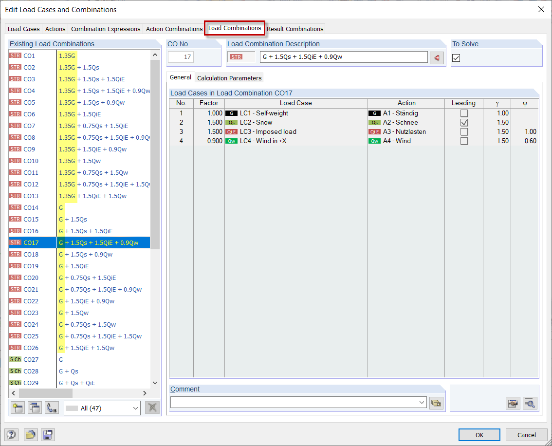 Load Combinations with Favorable and Unfavorable Permanent Load