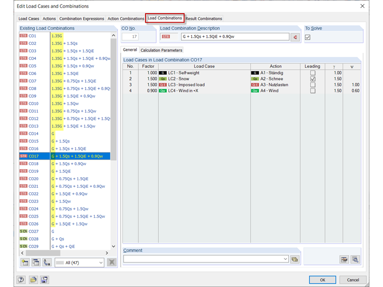 Load Combinations with Favorable and Unfavorable Permanent Load