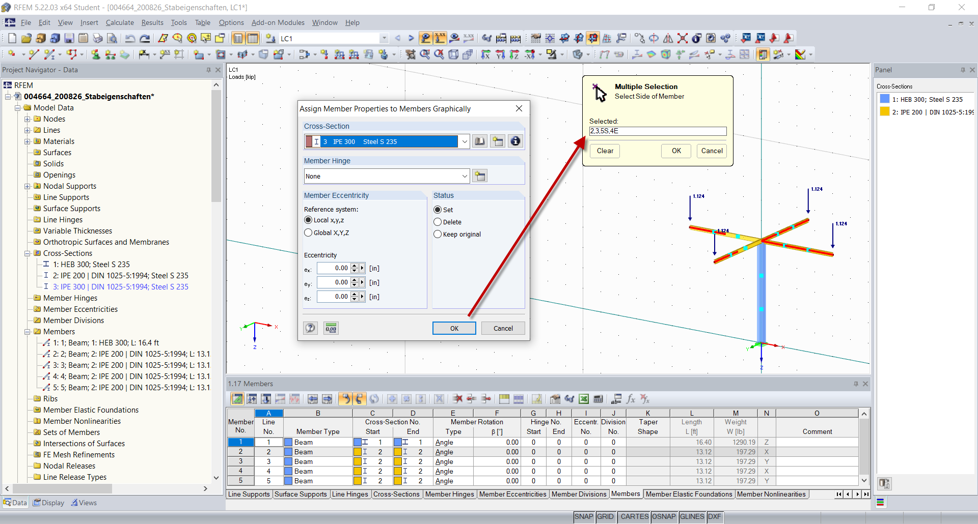 Assigning Member Properties (Display of Third Points)